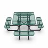 Flash Furniture Creekside 46 in Square Outdoor Picnic Table, Green Top/Seat, Black Frame, Mesh Metal Top SLF-EMS-46-GN-GG